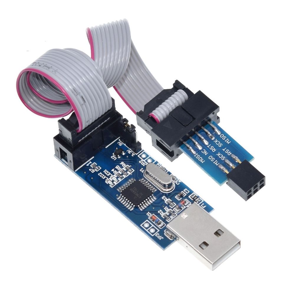 USB ISP ASP AVR programmer met ATMEGA8 chip met 6-pin ISP verloop